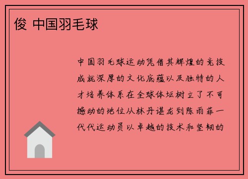 俊 中国羽毛球